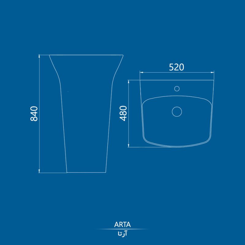 روشویی چینی کرد مدل وال هنگ آرتا