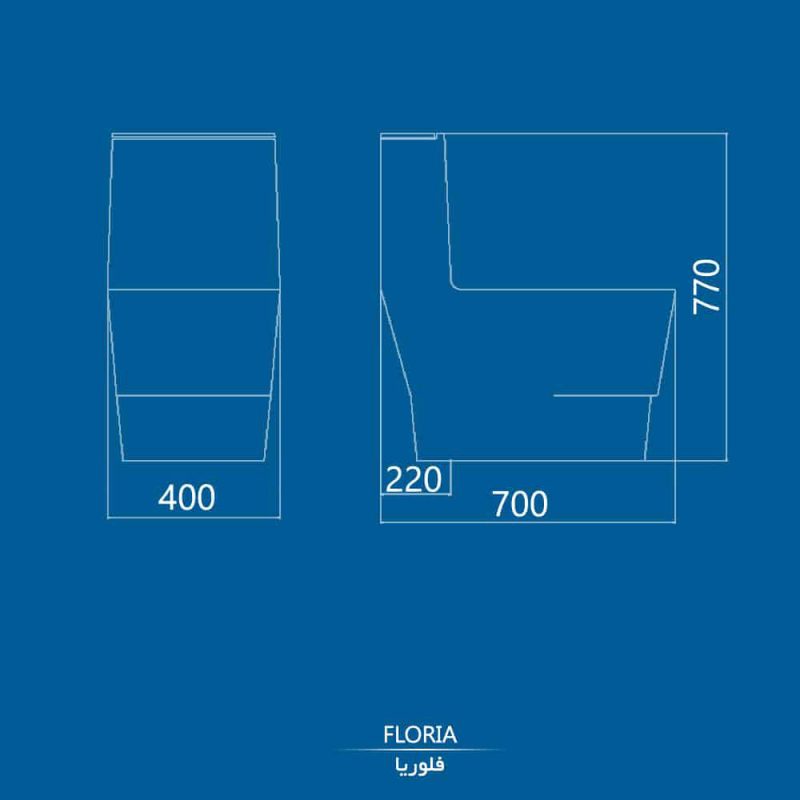 توالت فرنگی چینی کرد مدل فلوریا درجه یک