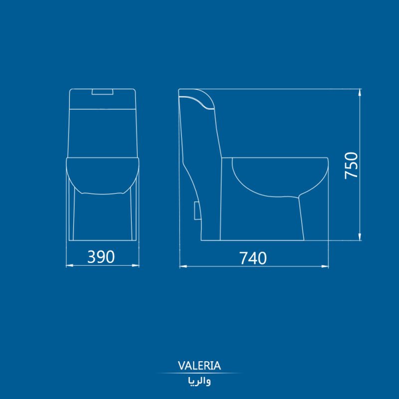 توالت فرنگی چینی کرد مدل والریا درجه یک